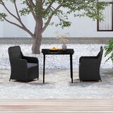  3-dijelni vrtni blagovaonski set s jastucima crni Cijene