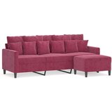  Trosjed s tabureom crvena boja vina 180 cm baršunasti | shoptok.hr