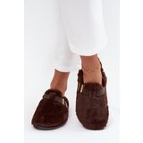 Boto Faux fur women's slippers on a platform with a strap and buckle brown Noraline Cijene