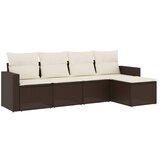  The Living Store Vrtna sedežna garnitura 5-delna z blazinami rjav poli ratan - Vrtna Sedežna Garniture, (21451485) | Shoptok.si
