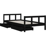  Okvir za dječji krevet s ladicama crni 90 x 190 cm od borovine | shoptok.hr