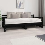  Izvlečna dnevna postelja črna trdna borovina 2x(90x200) cm, (20726998) Cene