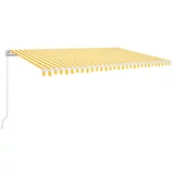 vidaXL Ročno zložljiva tenda z LED lučmi 500x300 cm rumena in bela, (20966457)