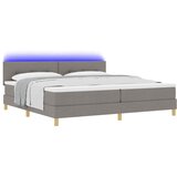  LED Box Spring Krevet Sivo-smeđa 200 x 200 cm tkanina | Eponuda.com