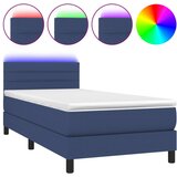 Maison Chic Box spring postelja - Vzmetna postelja z vzmetnico LED modra 90x200 cm blago SL22592, (21891910) Cene