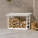 vidaXL Stojalo za drva belo 108x64,5x78 cm trdna borovina Cene