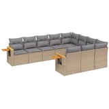  The Living Store Vrtna sedežna garnitura 10-delna z blazinami bež poli ratan - Vrtna Sedežna Garniture, (21443219) | Shoptok.si