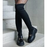 Gemre Black boots with a flexible upper on a flat heel Vrissa | Shoptok.si