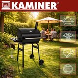 Kaminer vrtni roštilj na ugljen s poklopcem i termometrom 117x82x51 cm (velika rešetka, dimnjak, pribor) | Shoptok.si