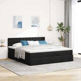 vidaXL Otomanski posteljni okvir z vzmetnico črn 180x200 cm blago | Shoptok.si