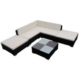  The Living Store Vrtna sedežna garnitura z blazinami 6-delna poli ratan črna - Zunanji Ležalnik, (21454596) | Shoptok.si