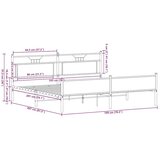 Metalni Kovinski posteljni okvir brez vzmetnice sonoma hrast 193x203 cm, (21829568) | Shoptok.si