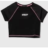 Sisley Otroška kratka majica črna barva