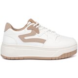 Shelvt White and beige platform sneakers Cene