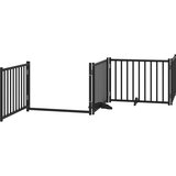 vidaXL Ograda za pse z vrati zložljiva 6 panelov črna 480 cm les | Shoptok.si