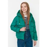 Trendyol Dark Green Wide Cut Oversize Hooded Down Jacket Cene