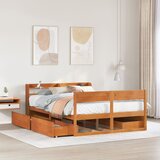 Maison Chic Posteljni okvir - Dvoposteljna postelja - Zakonska postelja brez vzmetnice voščeno rjav 135x190 cm borovina-J13298, (21769283) | Shoptok.si