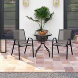  Vanjski bistro set od 3 dijela s okruglim bočnim stolom i dvije stolice, sjedeći set sa sivom pločom stola | shoptok.hr