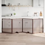 vidaXL Ograda za pse z vrati zložljiva 4 paneli rjava 320cm topolovina | Shoptok.si