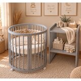 Kina Little Booky okrugli krevetac za bebe 9u1 Grey u