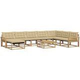  Set vanjskih sofa 9 kom. Bijela i bež Čvrsto drvo akacije | shoptok.hr