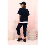 Kesi Włoski Women's butter set with short sleeves and pants navy blue | shoptok.hr