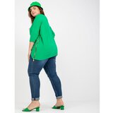 Fashion Hunters Green cotton plus size blouse with an applique Cene
