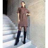 Gemre Dark brown midi dress with a delicate belt Dustina | shoptok.hr