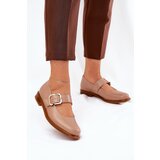 Laura Messi Leather Women's Shoes With Buckle 2980 Dark Beige | Shoptok.si