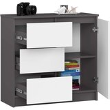 AKORD Jerry Komoda, 1 Vrata In 3 Predali, Grafitno Siva/Bela, (5000332247) | Shoptok.si