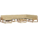  Set vanjskih sofa 9 kom. Bijela i bež Čvrsto drvo akacije | shoptok.hr