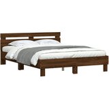  Okvir kreveta s uzglavljem LED smeđa boja hrasta 140x190 cm | shoptok.hr