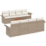 vidaXL set vrtnih kavčev 9 delni s blazinami bež poli ratan akacija | Shoptok.si
