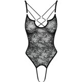Cottelli prozoren čipkast body z odprtinami (črn) | Shoptok.si