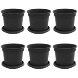 vidaXL Saksije za biljke 6 pcs Crna Ø 15 x 12 cm Plastika - Crna Ø 15 x 12 cm 6 Cijene