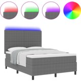  Postelja s škatlastim dnom z vzmetnico in LED svetlobo svetlo siva 140x200 cm iz žameta, (22083047) | Shoptok.si
