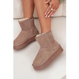 Boto Women's Snow Boots Made of Natural Suede on Platform Beige Privine | Shoptok.si