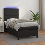 Krevet box spring s madracem LED crni 90x190 cm od umjetne kože Cijene