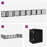 vidaXL Ograda za pse z vrati zložljiva 15 panelov črna 750 cm les | Shoptok.si