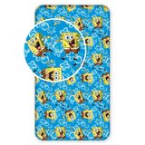 Jerry Fabrics Modra napenjalna bombažna otroška rjuha 90x200 cm Sponge Bob "Blue" – Cene