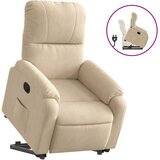 vidaXL Naslanjač s funkcijo vstajanja krem blago iz mikrovlaken, (20957958) | Shoptok.si