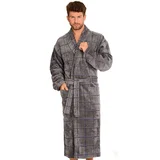 De Lafense Bathrobe 803 M-2XL men's grey-checkered 093