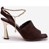 CheBello Suede stilettos with decorative bracelet 4440 chocolate | Shoptok.si
