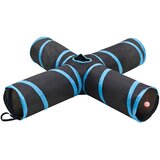 vidaXL Mačji tunel 4-smjerni crno-plavi 132 cm poliester - 1 4-smjerni | shoptok.hr