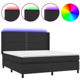  Krevet box spring s madracem LED crni 180x200cm od umjetne kože | shoptok.hr