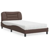  The Living Store Postelja z vzmetnico rjava 100x200 cm umetno usnje - Postelja, (21496948) | Shoptok.si