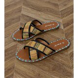 Gemre Vilsa black flat sandals with colorful embroidery on the edges | Shoptok.si