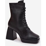Boto Women's Insulated Ankle Boots On Heel With Lacing Black Juvina | Shoptok.si