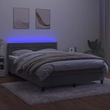  box spring s madracem LED svjetlosivi 140x190 cm baršun | shoptok.hr