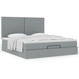 vidaXL Otomanski posteljni okvir z vzmetnico siv 180x200 cm blago | Shoptok.si